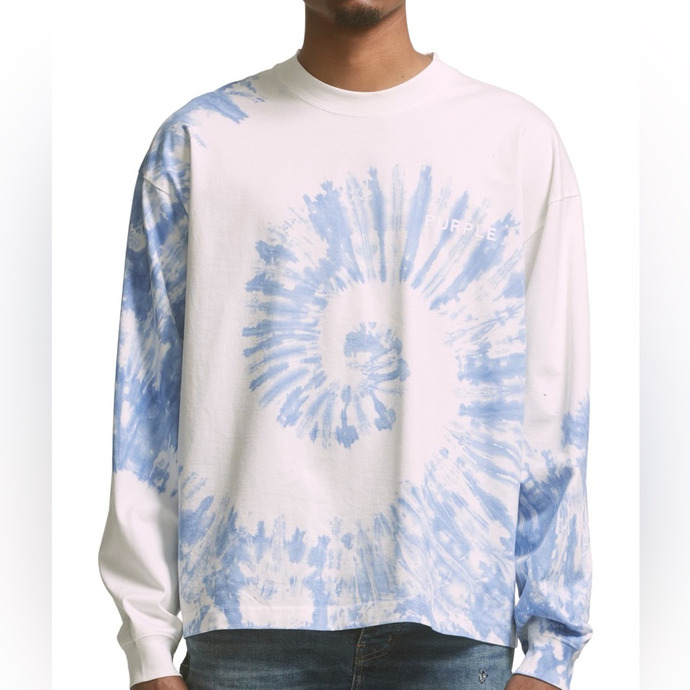 Purple Brand Flocked Tie Dye Long Sleeve Shirt